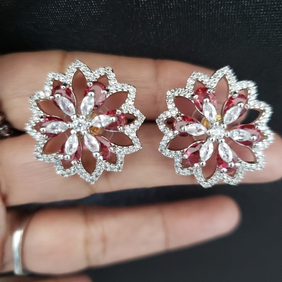 COPY - NWT Diamond Earrings with Ruby stones - Picture 3 of 6